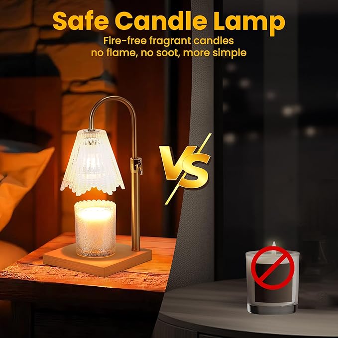 Candle Warmer Lamp with Timer - 6.3'' Dimmable Candle Lamp Warmer, Christmas Birthday Gift for Women & House Warming with Flameless Fragrance, Room Decor Gold Lamp for Mom Gifts