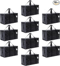 Moving Bags Heavy Duty Extra Large, Moving Boxes, Moving Supplies Essentials, Blue Storage Bins with Lids, Plastic Packing Totes, Storage Bags for Clothes with Handles & Zippers(Black, 10 Pack)