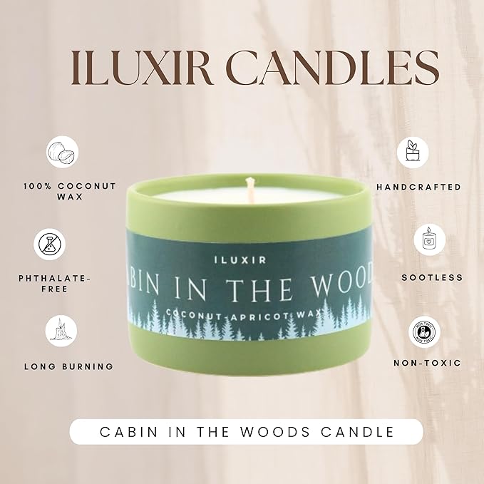 Cabin in The Woods Fall Scented Candles – Handcrafted Fraser Fir Candle with Coconut Wax, Amber and Cedar Scented – Wood, Phthalate-Free Autumn Candle for Home Decor (5 oz.)