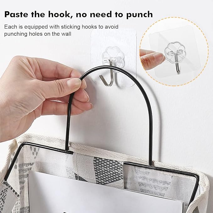 Fantasyon Wall Hanging Storage Bag, Waterproof Over The Door Closet Organizer Hanging Pocket Linen Cotton Organizer Box Containers for Bedroom, Bathroom (Black)