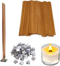 100 Pcs Wood Wicks, Thicken Wooden Candle Wicks for Candle Making, Smokeless Wood Wick Candles That Crackle, DIY Candle Making Supplies for Soy Wax, Bees Wax, Coconut Wax with Metal Base (50 Sets)