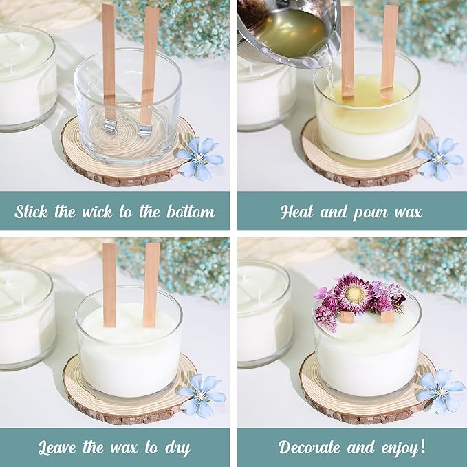 SUPMIND 16oz Candle Jars 6 Pack - 3 Wick Large Empty Clear Glass Candle Making Vessels with Bamboo Lids, with Stickers and Labels, Bulk Candle Jars for Making Candles Containers - Dishwasher Safe