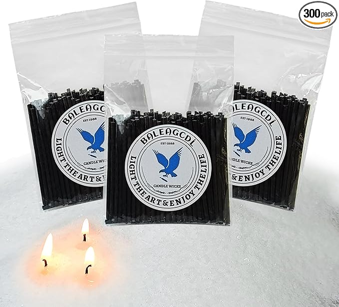 Pearled Candle Wick 2.2 Inch Black Cotton Wicks 300-Pack Premium Metal-Free & Lead-Free Candle Wicks for Candle Making