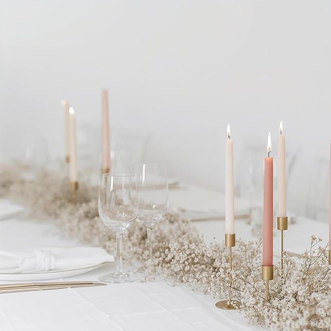 Tapered Dinner Candles - Soy & Paraffin Blend, Dinner Candles with Long-Lasting 7-Hour Burn for Stylish Homes - Candls in Curated Colors Ideal Gift for Hosts, Brides & Event Planners-Biscuit Beige