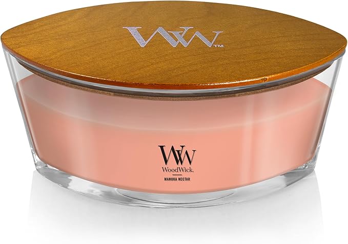 WoodWick Manuka Nectar Scented Ellipse Candle, Crackles as it Burns, Up to 50 hrs Burn time, Great for Gifting, 16oz