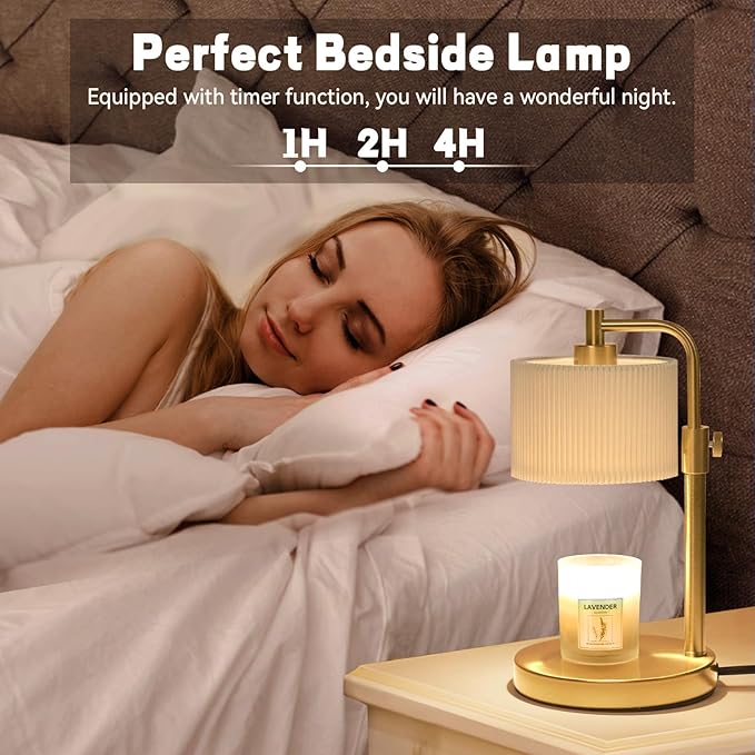 NITOWOLF Candle Warmer Lamp, Candle Lamp Warmer with Timer Adjustable Height Wax Warmer Lamp for Jar Candles, Birthday Gifts for Women House Warming Gifts (Gold)