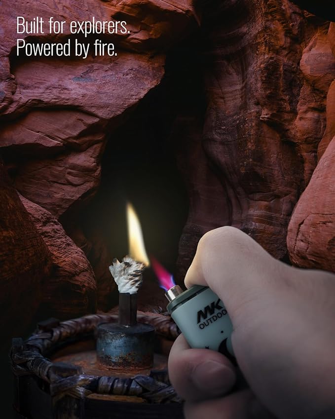 MK Lighter Outdoor Series Alpine Set 5-Pack Assorted Design Multipurpose Refillable, Windproof Flame, Slip Guard Candle & BBQ, Prepping & Camping Supplies, Survival Lighters (Trail Blazer 5PC)