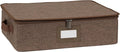 Covermates Keepsakes Zip-Top Storage Box Set, 3 Pack Heavy Duty Polyester Organizer Bins, Stackable Design, ID Window, Reinforced Handles, Closet Home Storage, Brown Heather