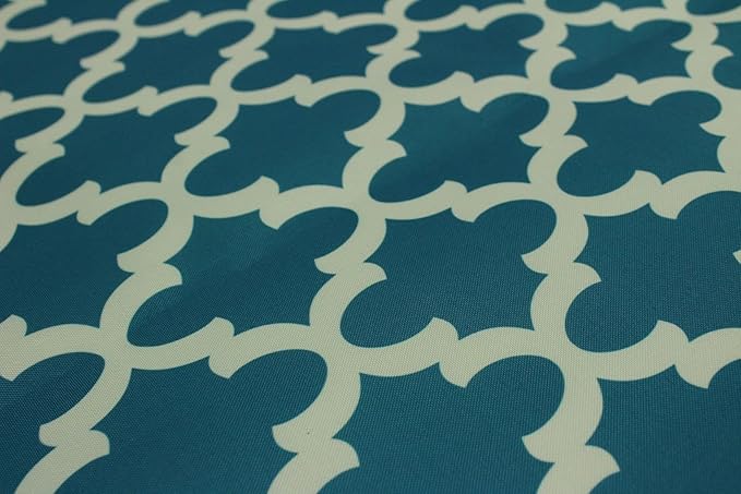 Mybecca Canvas Oxford Fabric Marine Waterproof Outdoor Awning 600 Denier Moroccan Ogee Pattern Aqua Blue/White (Cut Separate by Yard for Prime Orders-1 Yard) (60"x36")