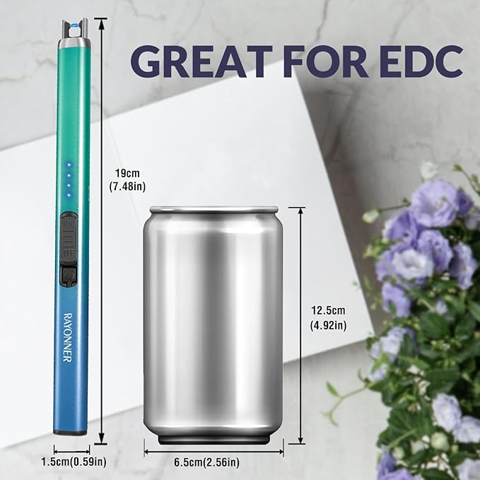 Electric Candle Lighter, Windproof Flameless USB Rechargeable Plasma Arc Lighter for Grill Firework Kitchen Camping (2 Pack - Mint Green+Blue/Green Gradient)