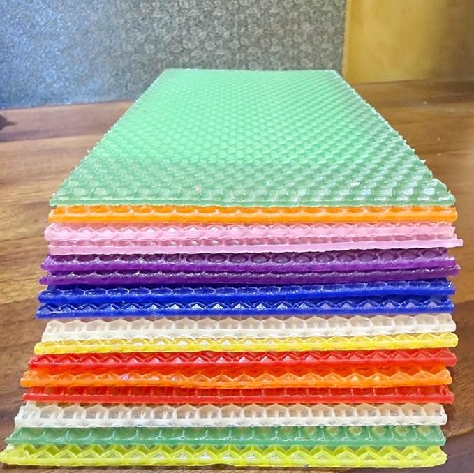 Beeswax Candle Making Kit - 16 Multicolor Sheets DIY Candle Rolling Supplies for DIY Art Craft and STEM Projects– Includes 8 Safe Wax Cutter Tools