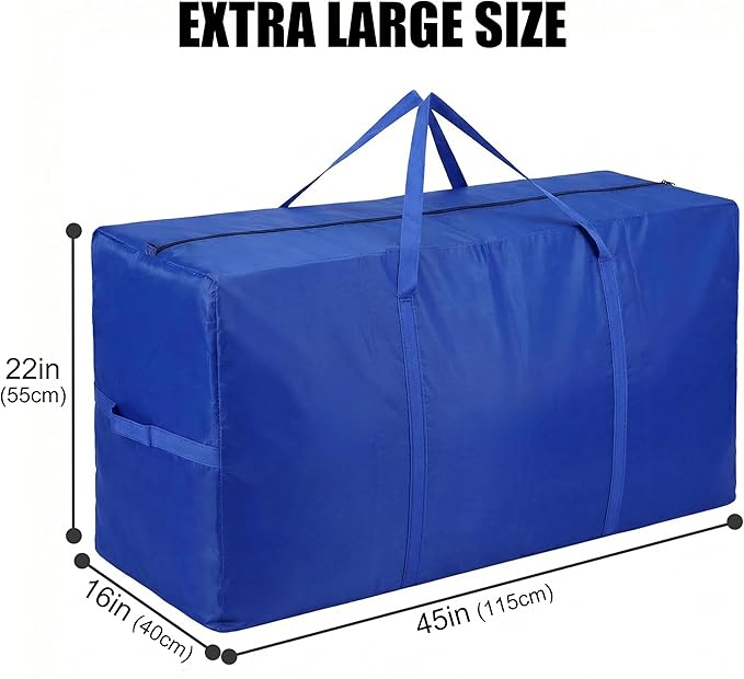 66 Gallon Extra Large Storage Bags, XXL Moving Bags with Zippers & Side Handles, Jumbo Big Storage Totes for Moving & Space-Saving Organization (Blue, 66 Gallon, 1 Pack)