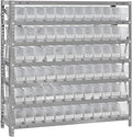 Quantum Storage Systems 1239-100CL Clear-View Sloped Shelving Unit with 4" Shelf Bins, 72 QSB100 Shelf Units, 12" D x 36" W x 39" H