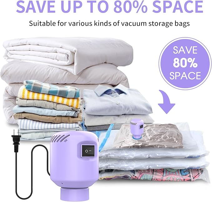 Vacuum Pump for Storage Bags Electric Pump for Vacuum Storage Bags Space Saver Bag Portable Electric Pump