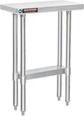 DuraSteel 24x12 Small Stainless Steel Table - NSF Metal Narrow Commercial Food Prep Side Worktable with Under Shelf - For Laundry Room, Kitchen, Outdoor Grill, Small Spaces
