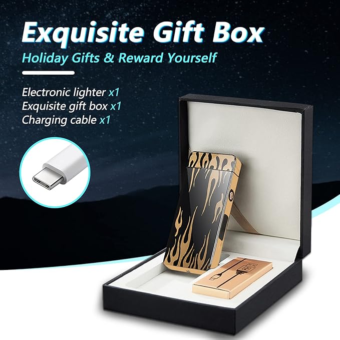BABOBIU Electric Lighter Plasma Lighter Flameless Windproof Rechargeable USB Lighter with Type-C Fast Charging Gift for Men, Women (Flame)