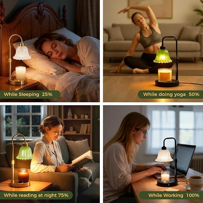 DomeStar Flower Candle Warmer Lamp, Adjustable Height Wax Melting Unique Lamp with Timer & Dimmer, Vintage Bedroom Decor for Scented Jar Candles - Ideal for Housewarming Birthday Valentine's Day Gifts