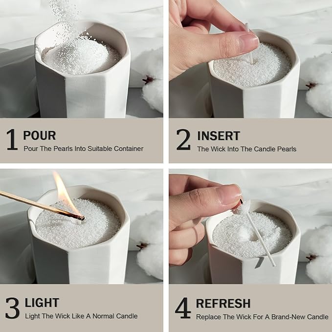 Pearled Candle Cotton Wicks 200-Pack for Sand Candles Making - 2Inch Metal-Free and Lead-Free Refill Sand Wax Wick for Candle Making DIY (Black)