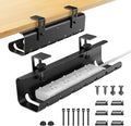 2 Pack No-Drill Under Desk Cable Management Tray 33.8 inch Large Wire Cord Organizers, Cable Management Under Desk for Home and Office No Damage Black