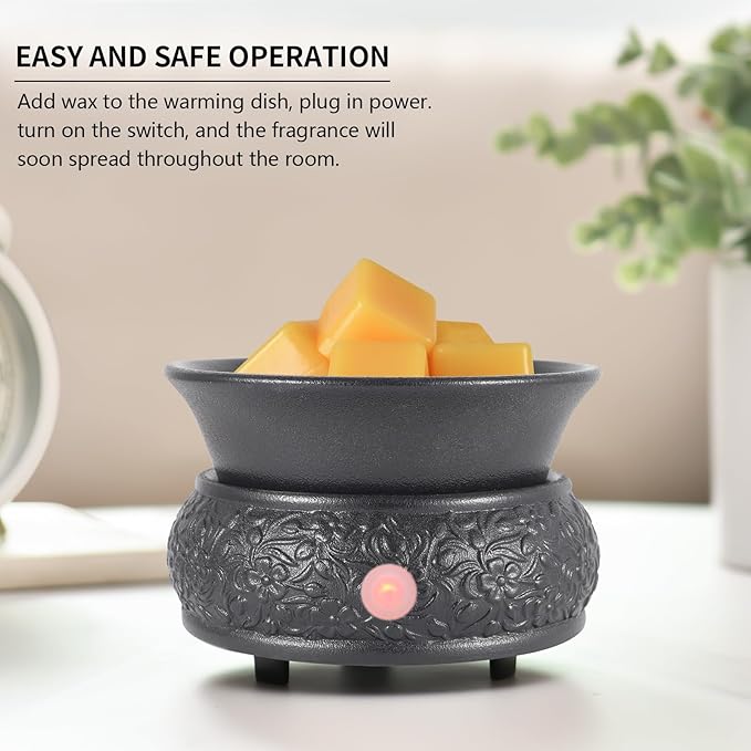 mocosa Wax Melt Warmer Ceramic Wax Warmer,3-1 Candle Wax Warmer for Scented Wax Burner Electric Wax Melter as Gifts for Moms Grandma Women Girls(Black)