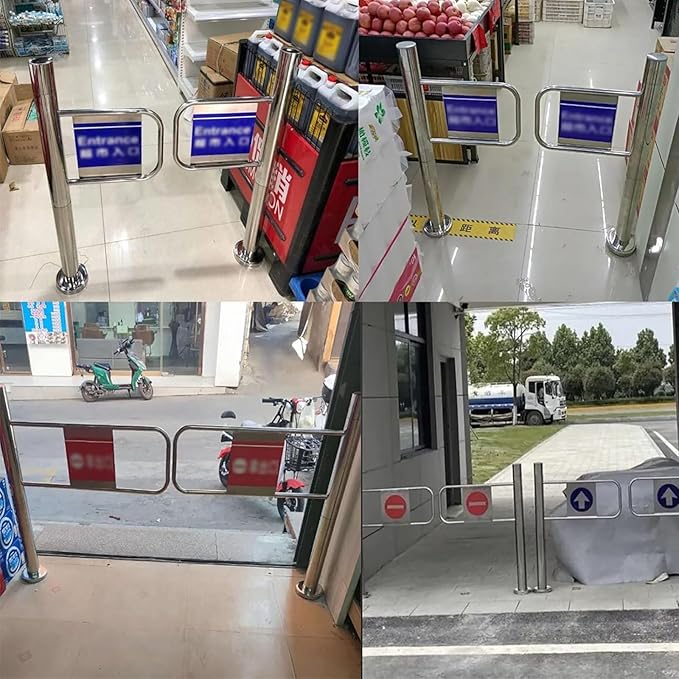 Automatic Rebound Swing Gate Wide Stainless Steel Entrance Manual Door，Automatic Rebound Swing Gate - 87in Stainless Steel Safety Door for Supermarkets, Libraries & Parks - Spring-Loaded Sel