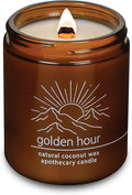 Hemlock Park Crackling Wood Wick Candle Handcrafted with Natural Coconut Wax (Standard 8 oz, Golden Hour)