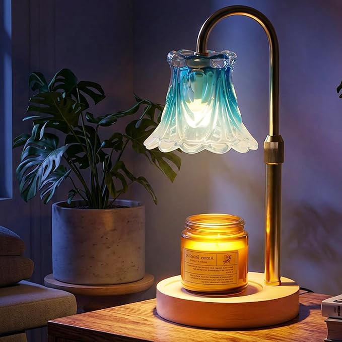 Droyek Candle Warmer Lamp with Timer Electric Candle Warmer Lamp Adjustable Height Dimmable Wax Warmer Lamp Jar Candles with 2 Bulbs for Home Decor & Office