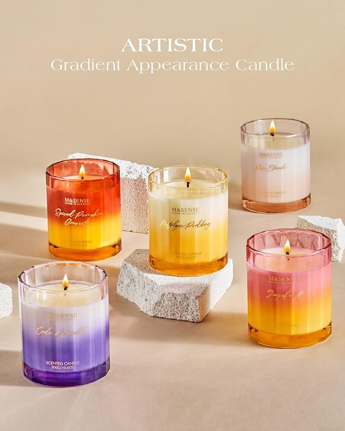 M&SENSE Bamboo Candle for Spring Scented 10.6oz 60H Burn Time, Natural Soy Wax Aromatherapy Candle Highly Scented Long Lasting, Home Fragrance Housewarming Gifts New Home Gift Ideas