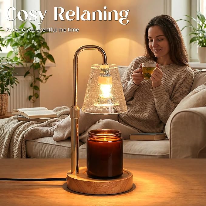 Glimra Candle Warmer Lamp Electric Timer,Candles Wax Melt Lamp for Jar Candles,Adjustable Candle Warmer Birthday Gifts,for Mom Women Friend Sister,Office Apartment Dorm Room Home Decor Amber