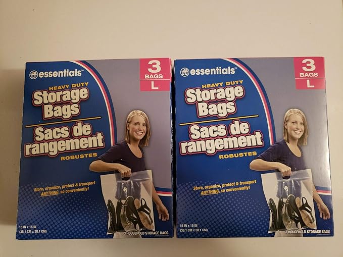 Large Heavy Duty Storage Bags with Zip-lock , Size Large, 3 Count , 2 Pack (6 Total) (2)