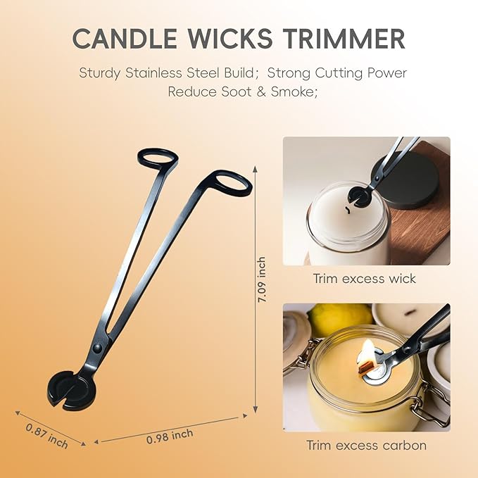 150 Pcs Candle Wick Set with Storage Box, Double-Layered Rosewood Wicks, Cotton Wicks, Trimmer, Tweezers & More, for DIY Candle Making & Gifting (Trimmer+ Wooden(5.1")+Cotton(6"))