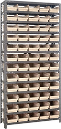 Quantum Storage Systems 1875-104IV Steel Shelving Unit with 4" Shelf Bins, 18" D x 36" W x 75" H, Ivory