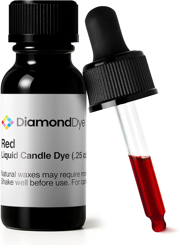 Red Liquid Candle Dye (.25 oz) - Made in the USA - Safe and Easy to Use - Pure and Simple Ingredients - Candle Making Supplies for Soy, Paraffin, Palm or Gel Wax - 10 Vibrant Colors to Choose from