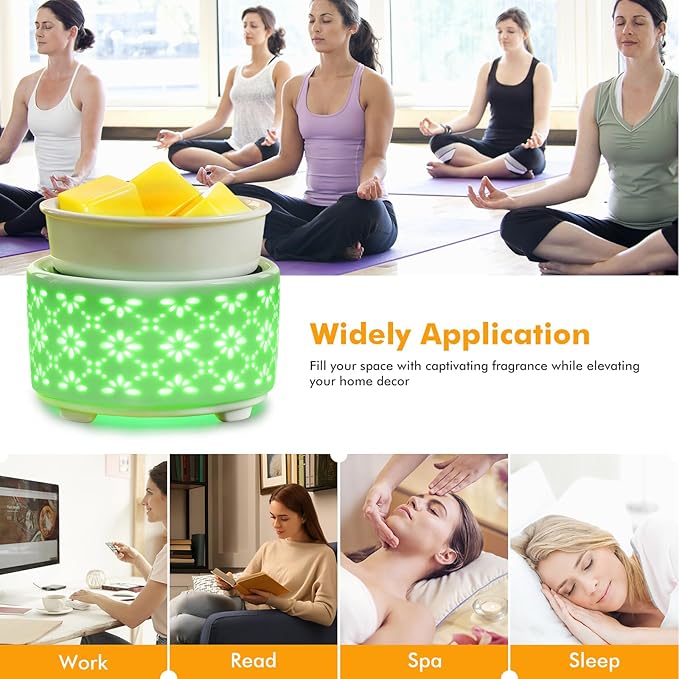 EQUSUPRO Ceramic Wax Warmer Candle Warmer- Wax Warmer for Scented Wax, Electric Wax Melt Warmer Fragrance Wax Melter Wax Burner for Home and Office Decor & Gifts (Aurora Petal Pattern)
