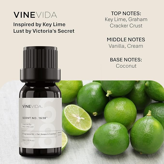 VINEVIDA [10mL] Key Lime Lust Fragrance Oil for Candle Making - Natural Candle Oil Scents - Soap Making Essential Oil - Made in USA