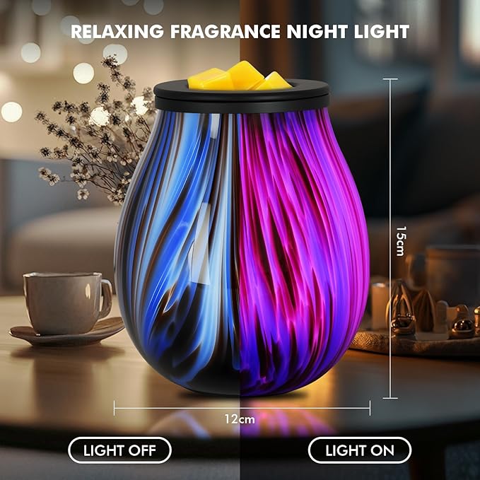 Wax Melts Warmer Candle Warmer - Art Glass Wax Warmer for Scented Wax, Electric Wax Burner with Removable Silicone Dish 7 Colors Light Changing Wax Melter for Home and Office Decor & Gift for women