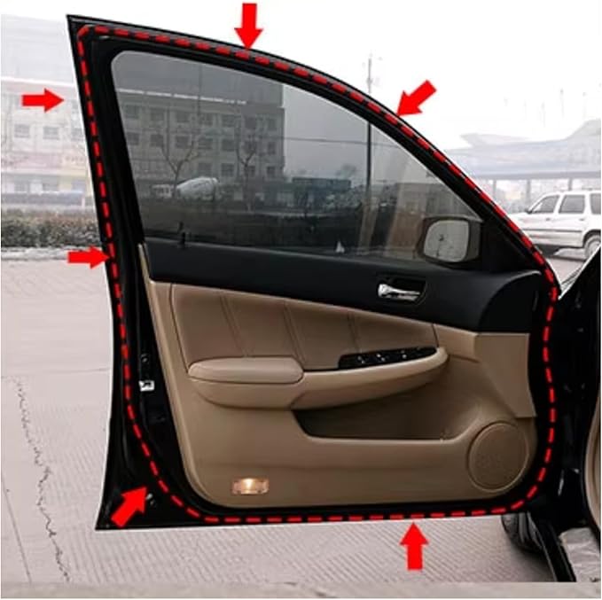 Car Door Weather Stripping for Honda Fit Sedan 2003-2008 OE:72350/72310/72850/72810-SEL-T01, Rubber Material Soundproof Thickened Auto Door Seal Strip Direct Installation,Left Rear