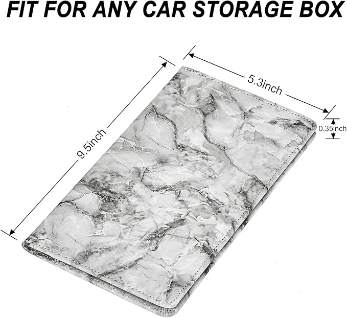HERRIAT Car Registration and Insurance Card Holder,Marble Leather Vehicle Glove Box Automobile Documents Paperwork Wallet Case Organizer for ID, Key Contact Information Cards,Men&Women
