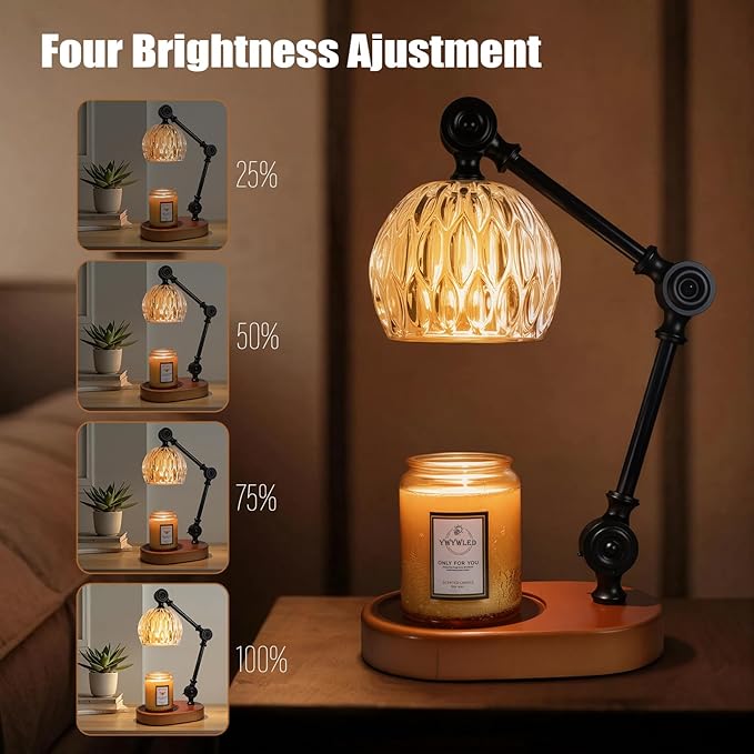 Candle Warmer Lamp, Dimmable Wax Melting Warmer with Adjustable Height, Bedroom Living Room Home Decor, Birthday Relaxation Gifts for Women (Transparent, Wave)