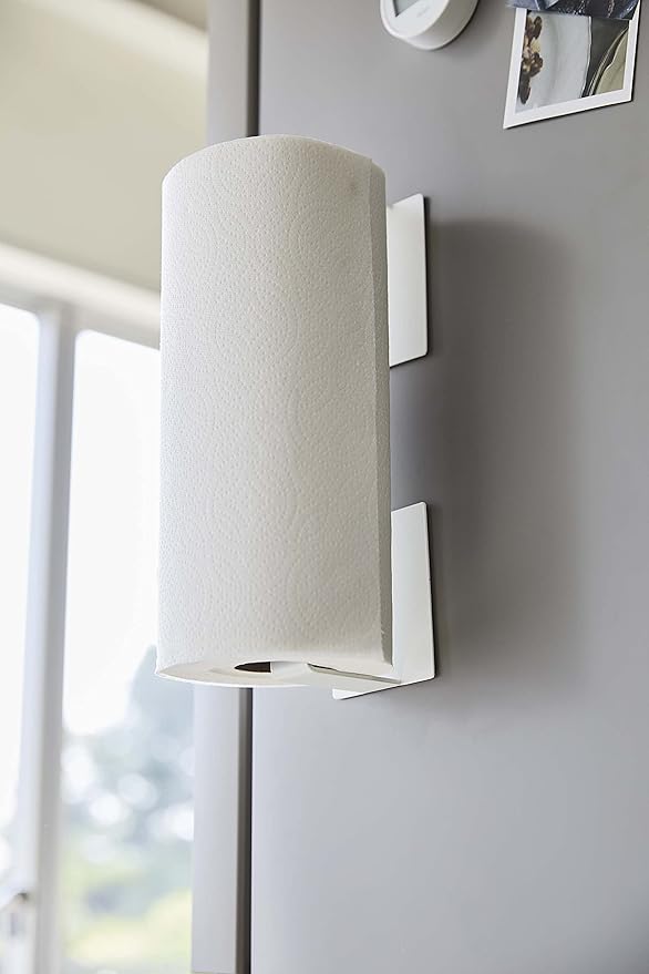 Yamazaki Industries 5225 Magnetic Holding Type Kitchen Paper Holder, White, Approx. W 3.9 x D 3.9 x H 3.9 inches (10 x 7.5 x 10 cm) (Per One), Plate, Large Type Compatible