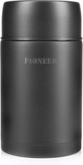 Pioneer Vacuum Insulated Leakproof Soup/Food Flask, 8 Hours Hot 24 Hours Cold, Black, 1000 ml
