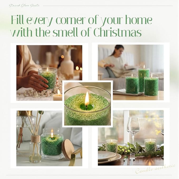 Pearled Scented Candle 2.2 lb Sand Wax Scented Sand Candle Mother's Day Kit for Women Love Gifts with Box 50 Wicks for Mother's Day Wife Couples Mother(Emerald Green,Sage Grapefruit)