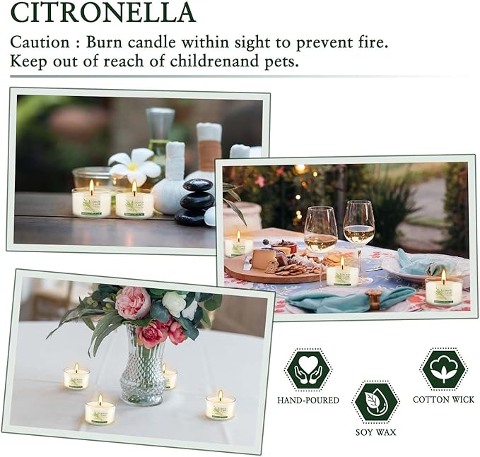 40 Pack 1.5oz Citronella Candles Bulk, Small Soy Wax Candles Bulk, Mini Portable Candles for Outdoor Patio Yard Home Wedding Party Camping Travel