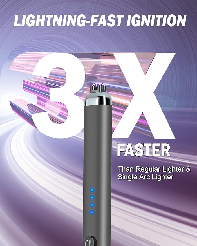 【Upgraded】 Dual Arc Electric Candle Lighter Rechargeable USB Lighter Plasma Arc Lighters for Candle (Space Gray)