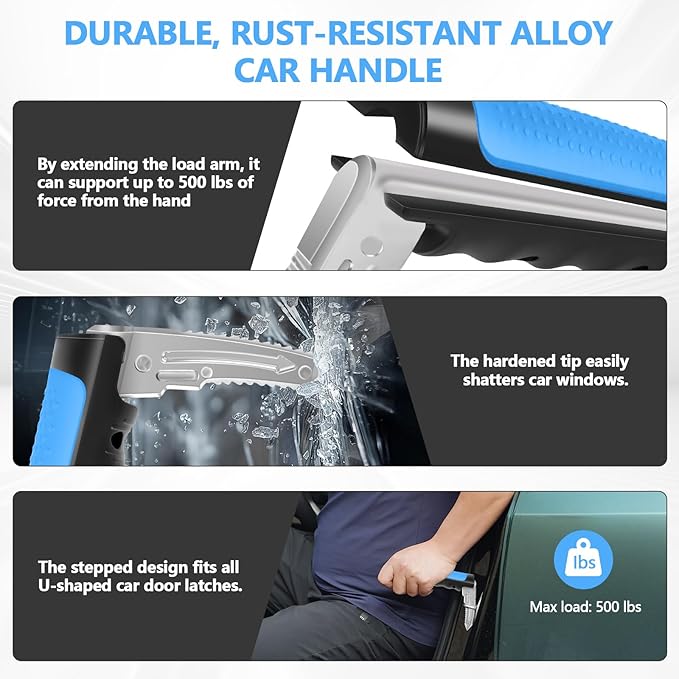 Kaiedos Car Door Handle for Elderly, 3-in-1 Car Handle Assist for Seniors, Portable Auto Cane Vehicle Support Handle, 500 lbs Capacity, Non-Slip Door Assist Bar