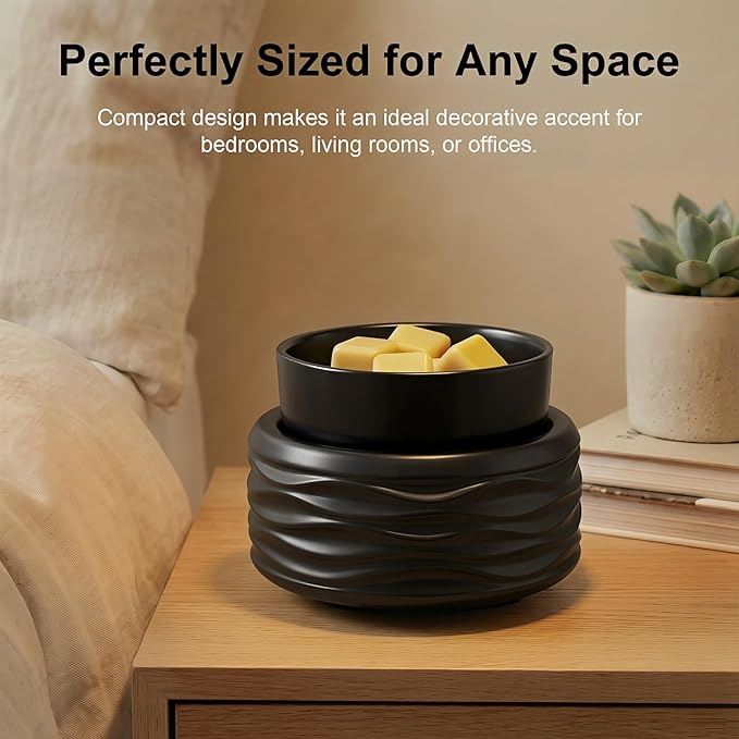 VICTORIA AROMA Ceramic Wax Melt Warmer for Scented Wax, Electric Wax Warmer with Timer, Oil Burner & Candle Melter, Adjustable Heat & Auto Shut-Off, Home Office Decor Gift（Black）