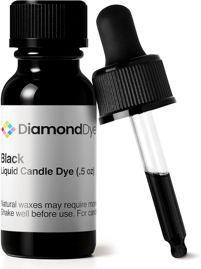 Black Liquid Candle Dye (.5 oz) - Made in the USA - Safe and Easy to Use - Pure and Simple Ingredients - Candle Making Supplies for Soy, Paraffin, Palm or Gel Wax - 10 Vibrant Colors to Choose from