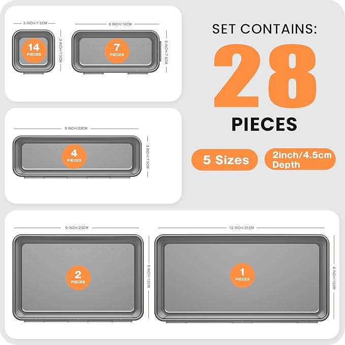 【Military Grade】 Drawer Organizer, 【𝟱𝗦𝗶𝘇𝗲】 Clear Makeup organizer, 【Holds 177 Items】 Bathroom Organizers and Storage, Plastic Desk Organizer Divider, Organizer Bins for Office Vanity A-LUGEI