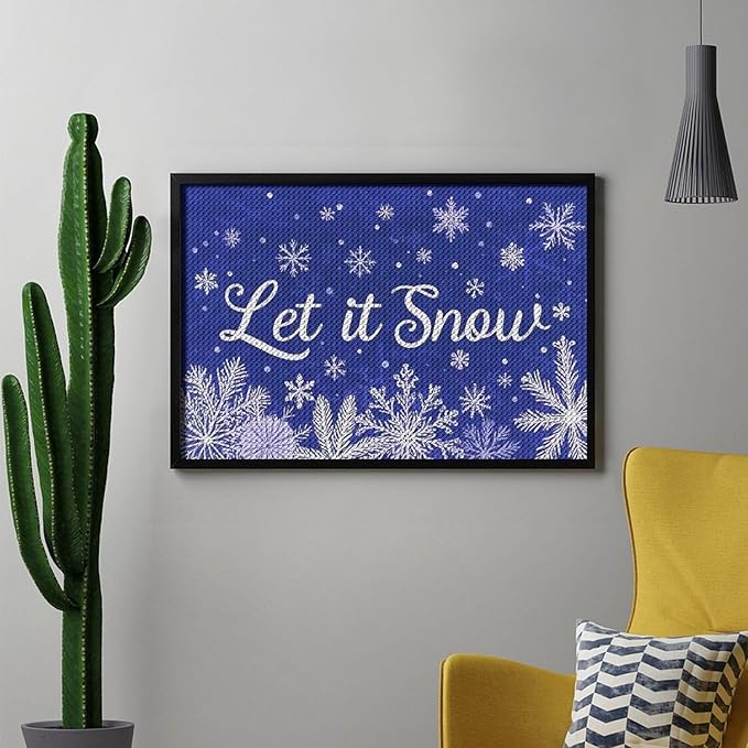 AIVKIEJK Diamond Painting Kits for Adults - Festive Snowflake Christmas Let It Snow Painting DIY 5D Full Drill Diamond Dots Paintings with Diamonds Gem Art and Crafts Home Decor 8"x12"