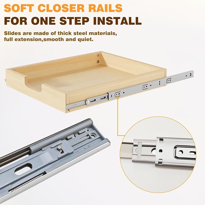 Pullout Cabinet Organizer, 23''W×21''D×3''H Slide Out Shelves for Kitchen Cabinets, Pull out Drawers for Kitchen Cabinets, Pantry, Bathroom, & Storage Organization